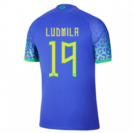 Kandiny Damen Brasilianische Ludmila #19 Blau Auswärtstrikot Trikot 22-24 T-shirt