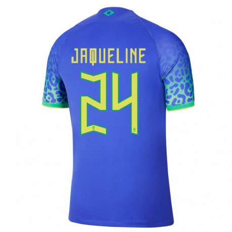 Kandiny Damen Brasilianische Jaqueline #24 Blau Auswärtstrikot Trikot 22-24 T-shirt