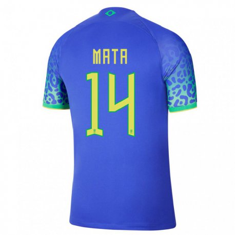Kandiny Damen Brasilianische Da Mata #14 Blau Auswärtstrikot Trikot 22-24 T-shirt