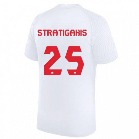 Kandiny Damen Kanadische Sarah Stratigakis #25 Weiß Auswärtstrikot Trikot 22-24 T-shirt