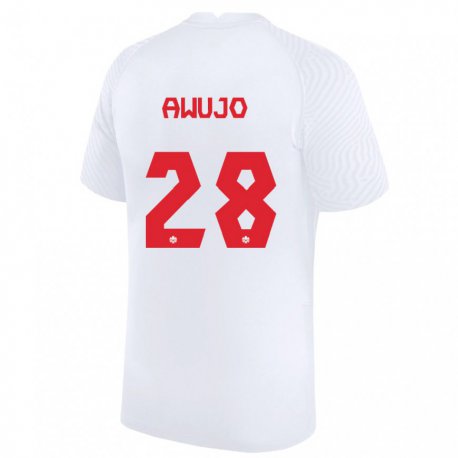 Kandiny Damen Kanadische Simi Awujo #28 Weiß Auswärtstrikot Trikot 22-24 T-shirt