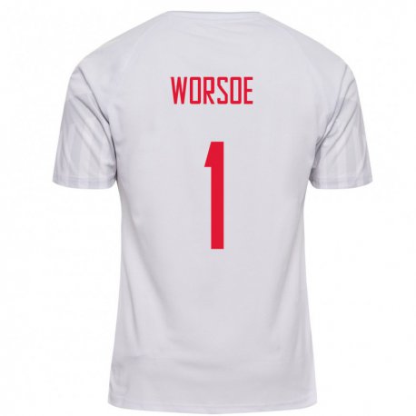 Kandiny Damen Dänische Laura Worsoe #1 Weiß Auswärtstrikot Trikot 22-24 T-shirt