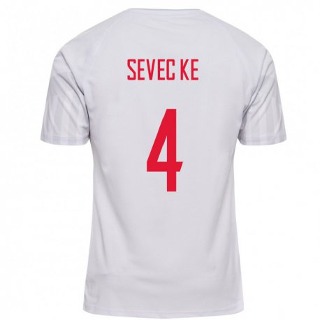 Kandiny Damen Dänische Rikke Sevecke #4 Weiß Auswärtstrikot Trikot 22-24 T-shirt
