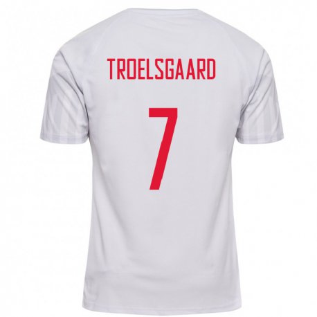 Kandiny Damen Dänische Sanne Troelsgaard #7 Weiß Auswärtstrikot Trikot 22-24 T-shirt