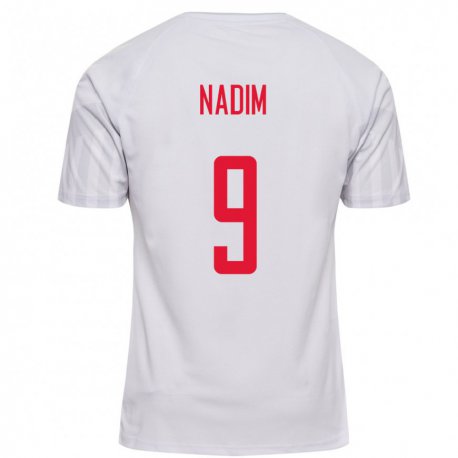 Kandiny Damen Dänische Nadia Nadim #9 Weiß Auswärtstrikot Trikot 22-24 T-shirt