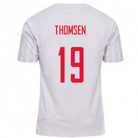 Kandiny Damen Dänische Janni Thomsen #19 Weiß Auswärtstrikot Trikot 22-24 T-shirt