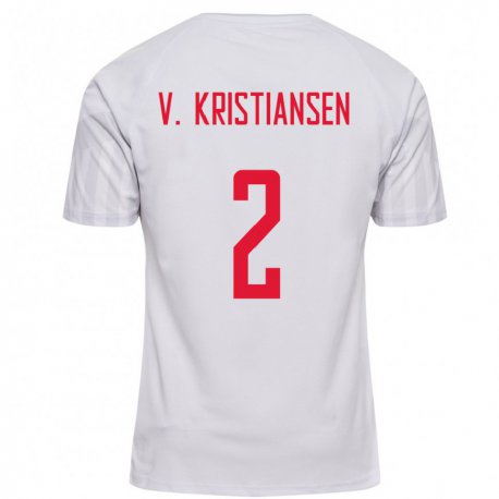 Kandiny Damen Dänische Victor Kristiansen #2 Weiß Auswärtstrikot Trikot 22-24 T-shirt
