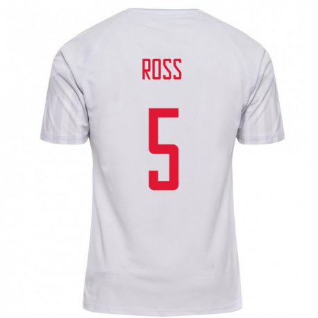 Kandiny Damen Dänische Mathias Ross #5 Weiß Auswärtstrikot Trikot 22-24 T-shirt