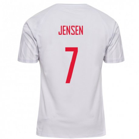 Kandiny Damen Dänische Victor Jensen #7 Weiß Auswärtstrikot Trikot 22-24 T-shirt