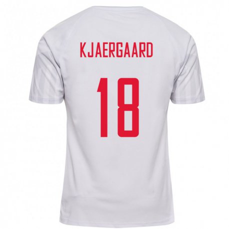 Kandiny Damen Dänische Maurits Kjaergaard #18 Weiß Auswärtstrikot Trikot 22-24 T-shirt