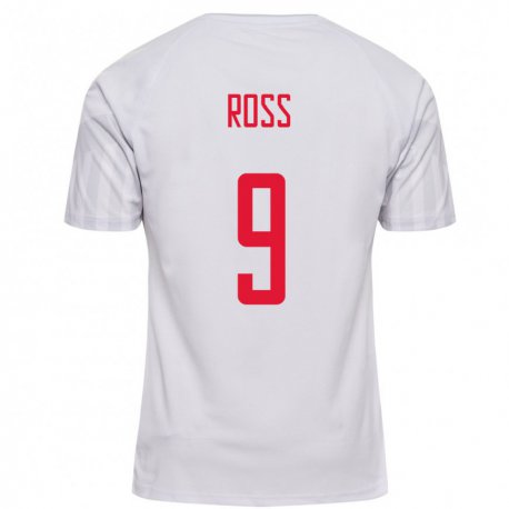 Kandiny Damen Dänische Oliver Ross #9 Weiß Auswärtstrikot Trikot 22-24 T-shirt