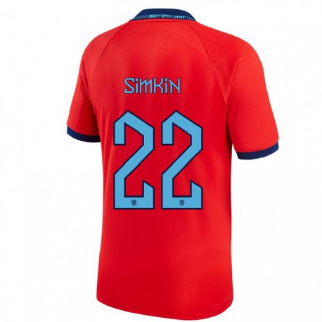 Kandiny Damen Englische Tommy Simkin #22 Rot Auswärtstrikot Trikot 22-24 T-shirt