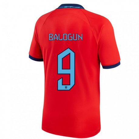 Kandiny Damen Englische Folarin Balogun #9 Rot Auswärtstrikot Trikot 22-24 T-shirt