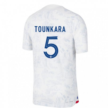 Kandiny Damen Französische Aissatou Tounkara #5 Weiß Blau Auswärtstrikot Trikot 22-24 T-shirt