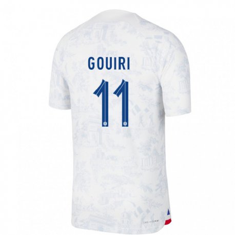 Kandiny Damen Französische Amine Gouiri #11 Weiß Blau Auswärtstrikot Trikot 22-24 T-shirt