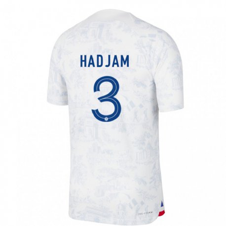 Kandiny Damen Französische Jaouen Hadjam #3 Weiß Blau Auswärtstrikot Trikot 22-24 T-shirt