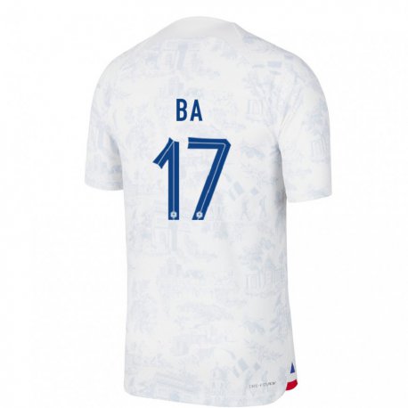 Kandiny Damen Französische Abdoullah Ba #17 Weiß Blau Auswärtstrikot Trikot 22-24 T-shirt