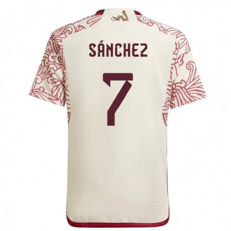 Kandiny Damen Mexikanische Maria Sanchez #7 Wunder Weiß Rot Auswärtstrikot Trikot 22-24 T-shirt