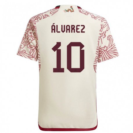 Kandiny Damen Mexikanische Efrain Alvarez #10 Wunder Weiß Rot Auswärtstrikot Trikot 22-24 T-shirt