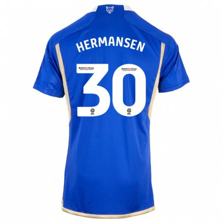 Kandiny Kinder Mads Hermansen #30 Blau Heimtrikot Trikot 2023/24 T-Shirt