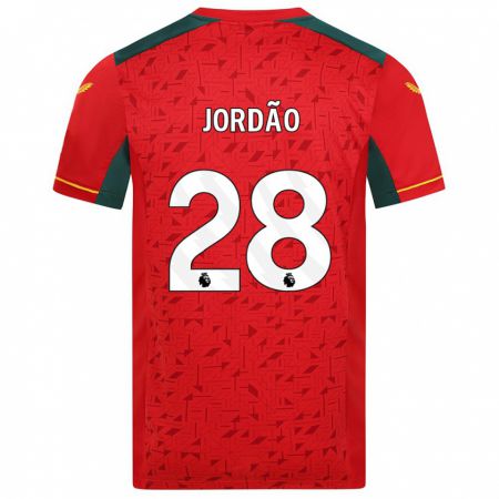 Kandiny Kinder Bruno Jordão #28 Rot Auswärtstrikot Trikot 2023/24 T-Shirt
