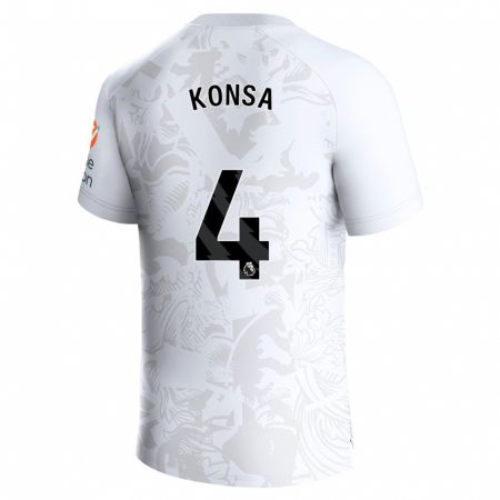 Kandiny Kinder Ezri Konsa #4 Weiß Auswärtstrikot Trikot 2023/24 T-Shirt