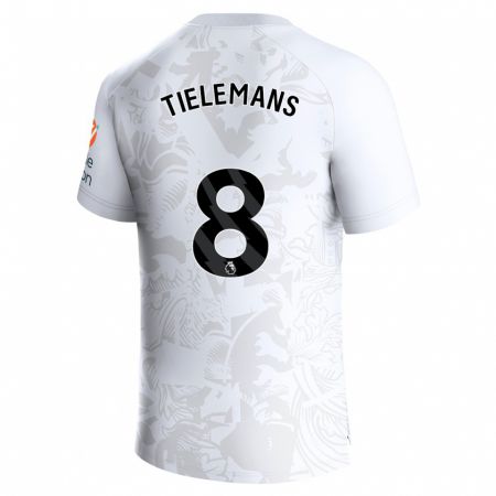 Kandiny Kinder Youri Tielemans #8 Weiß Auswärtstrikot Trikot 2023/24 T-Shirt