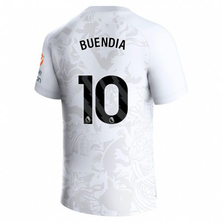 Kandiny Kinder Emiliano Buendía #10 Weiß Auswärtstrikot Trikot 2023/24 T-Shirt