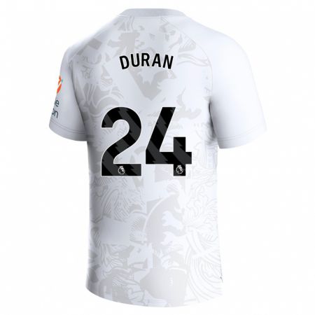 Kandiny Kinder Jhon Durán #24 Weiß Auswärtstrikot Trikot 2023/24 T-Shirt