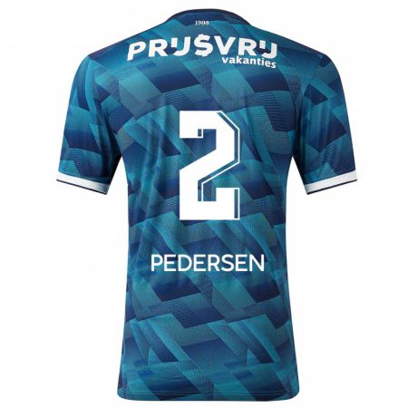 Kandiny Kinder Marcus Pedersen #2 Blau Auswärtstrikot Trikot 2023/24 T-Shirt