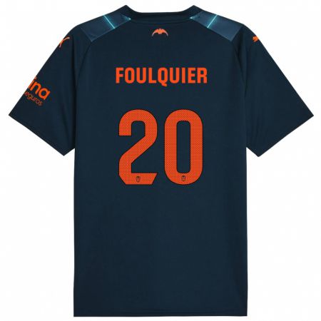 Kandiny Kinder Dimitri Foulquier #20 Marineblau Auswärtstrikot Trikot 2023/24 T-Shirt