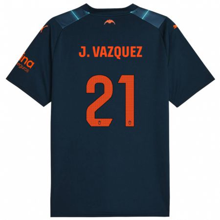 Kandiny Kinder Jesús Vázquez #21 Marineblau Auswärtstrikot Trikot 2023/24 T-Shirt