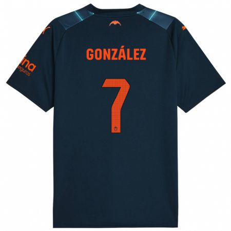 Kandiny Kinder Hugo González #7 Marineblau Auswärtstrikot Trikot 2023/24 T-Shirt