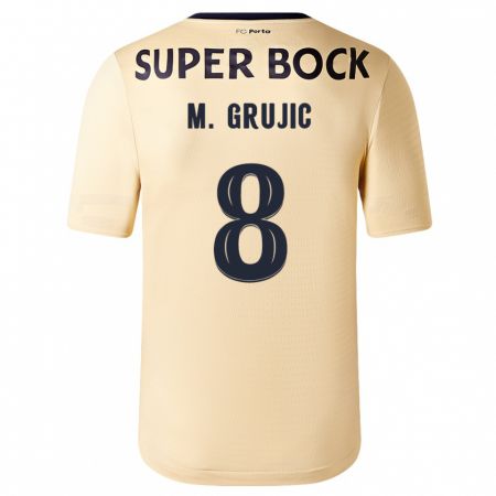 Kandiny Kinder Marko Grujic #8 Beige-Gold Auswärtstrikot Trikot 2023/24 T-Shirt