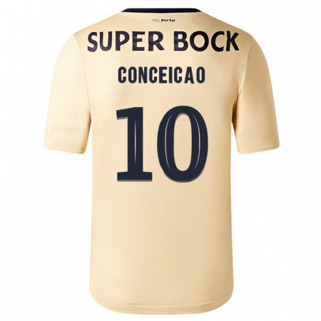 Kandiny Kinder Francisco Conceição #10 Beige-Gold Auswärtstrikot Trikot 2023/24 T-Shirt