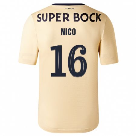 Kandiny Kinder Nico González #16 Beige-Gold Auswärtstrikot Trikot 2023/24 T-Shirt