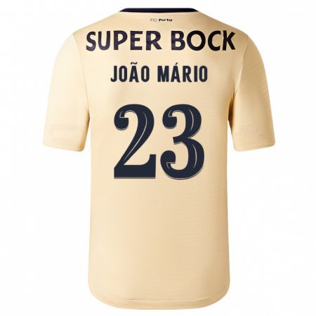 Kandiny Kinder João Mário #23 Beige-Gold Auswärtstrikot Trikot 2023/24 T-Shirt