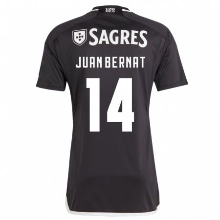 Kandiny Kinder Juan Bernat #14 Schwarz Auswärtstrikot Trikot 2023/24 T-Shirt