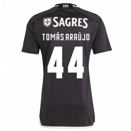 Kandiny Kinder Tomás Araújo #44 Schwarz Auswärtstrikot Trikot 2023/24 T-Shirt