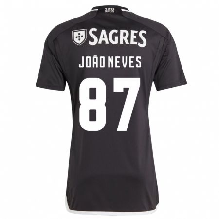 Kandiny Kinder João Neves #87 Schwarz Auswärtstrikot Trikot 2023/24 T-Shirt