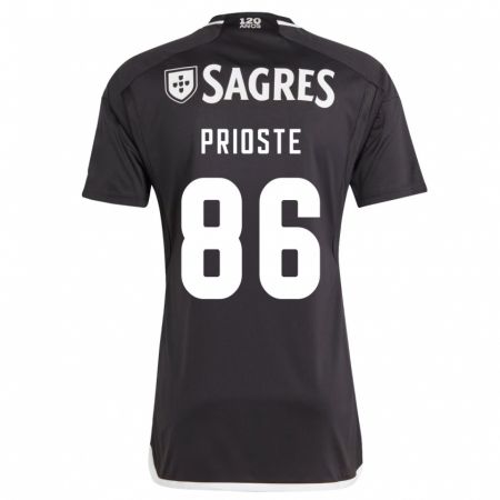 Kandiny Kinder Diogo Prioste #86 Schwarz Auswärtstrikot Trikot 2023/24 T-Shirt
