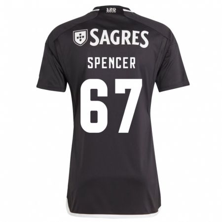 Kandiny Kinder Diogo Spencer #67 Schwarz Auswärtstrikot Trikot 2023/24 T-Shirt