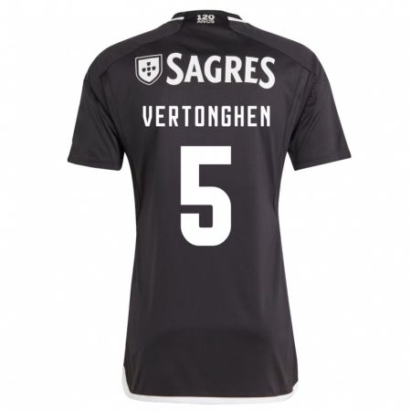 Kandiny Kinder Jan Vertonghen #5 Schwarz Auswärtstrikot Trikot 2023/24 T-Shirt