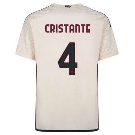 Kandiny Kinder Bryan Cristante #4 Cremefarben Auswärtstrikot Trikot 2023/24 T-Shirt