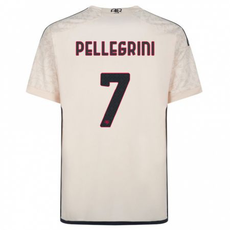 Kandiny Kinder Lorenzo Pellegrini #7 Cremefarben Auswärtstrikot Trikot 2023/24 T-Shirt