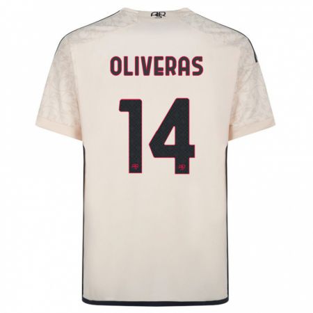 Kandiny Kinder Jan Oliveras #14 Cremefarben Auswärtstrikot Trikot 2023/24 T-Shirt