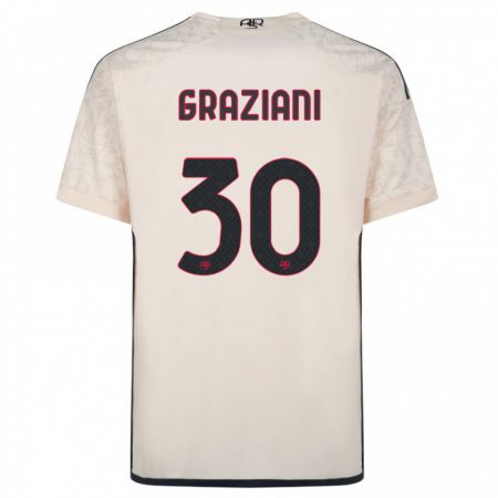 Kandiny Kinder Leonardo Graziani #30 Cremefarben Auswärtstrikot Trikot 2023/24 T-Shirt