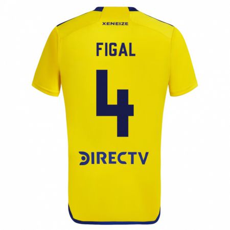 Kandiny Kinder Nicolás Figal #4 Gelb Auswärtstrikot Trikot 2023/24 T-Shirt