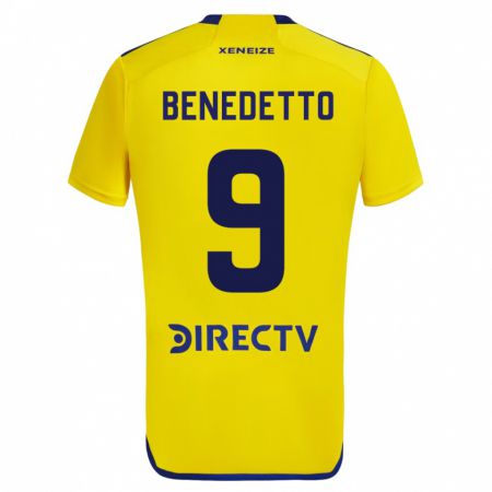 Kandiny Kinder Darío Benedetto #9 Gelb Auswärtstrikot Trikot 2023/24 T-Shirt