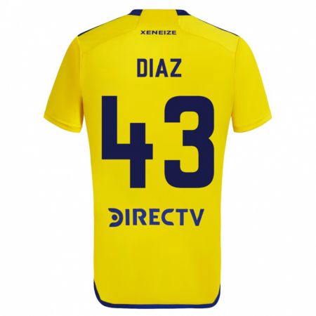 Kandiny Kinder Tomás Díaz #43 Gelb Auswärtstrikot Trikot 2023/24 T-Shirt